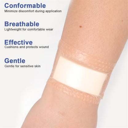 Silicone Foam Dressing Wound Dressing Bandage with Adhesive Border 5Pack Super Absorbent Bed Sore Patches Waterproof Silicone Foam Pads for Wound Care Pressure Ulcers