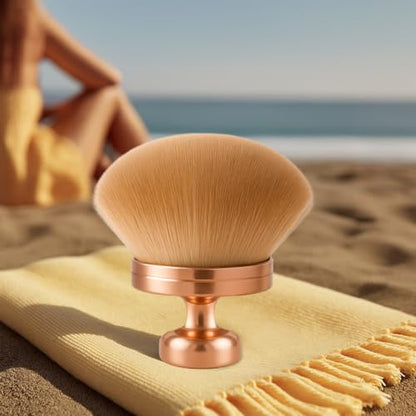 Kabuki Self Tanner Brush – Round Dome Blending Brush for Face & Body, Palm-Grip Applicator for Smooth, Streak-Free Tan | Soft Synthetic Bristles, Washable & Reusable (Gold) - color: Gold