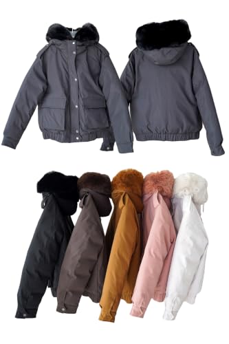 Winter Coats for Women Thickened Puffer Jacket with Detachable Fur Hood Winter Warm Parka Puffer Coat - color: Black, size: Medium
