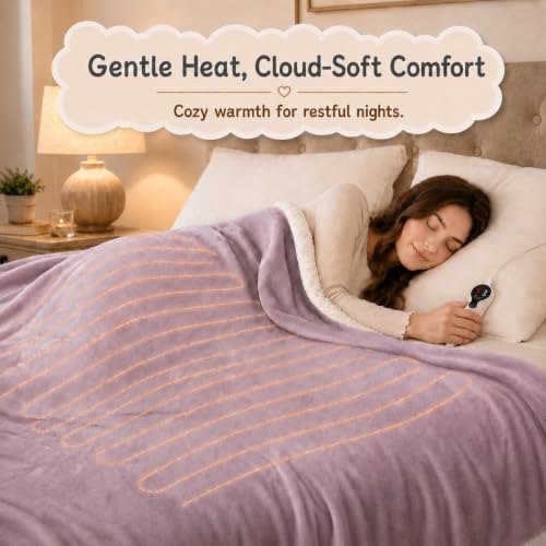 Soypipo Electric Heated Blanket 72"x84", 9 Heat Settings 10-Hour Auto-Off - color: 06-purple, size: Full 72"x84"