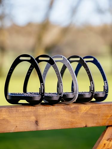 LeMieux Vector Control Stirrup - New Generation - Spring Loaded Hinged Arm - Cross Track Grip Surface - color: Navy