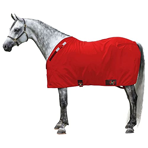 Dura-Nylon Horse Stable Sheet | Ultimate Comfort & Protection Horse Sheet | Keeps Coats Smooth & Shiny - color: Red, size: Horse Size 72, style: Cutback | Closed Front | Legstrap