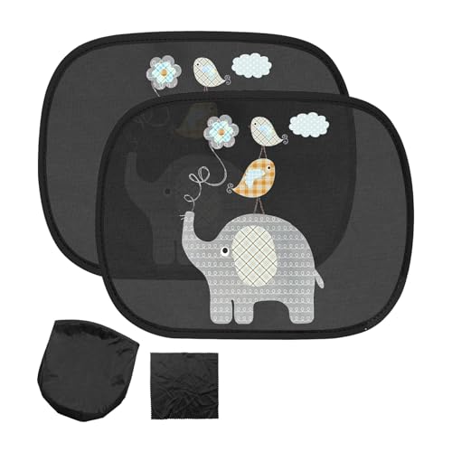 2 PCS Car Window Shades, Static Cling Auto Side Window Sunshade Cover with Cute Animal Pattern, Breathable Mesh Screen Sun & UV Protection Cover for Most Car Windows