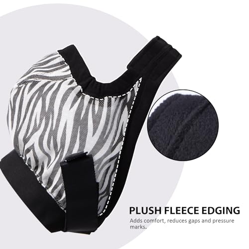 Harrison Howard Cattle Livestock Fly Mask Breathable Mesh Padded Edging with Fun Patterns Large Spacing Forelock Opening Design Adjustable Fit for Cattle Zebra - color: Zebra
