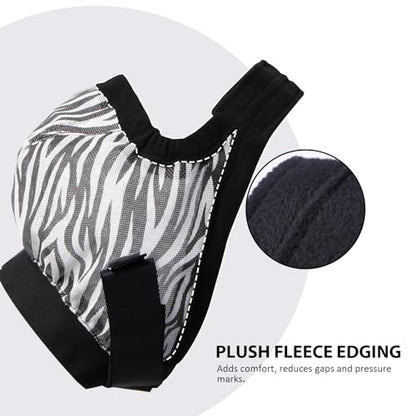 Harrison Howard Cattle Livestock Fly Mask Breathable Mesh Padded Edging with Fun Patterns Large Spacing Forelock Opening Design Adjustable Fit for Cattle Zebra - color: Zebra
