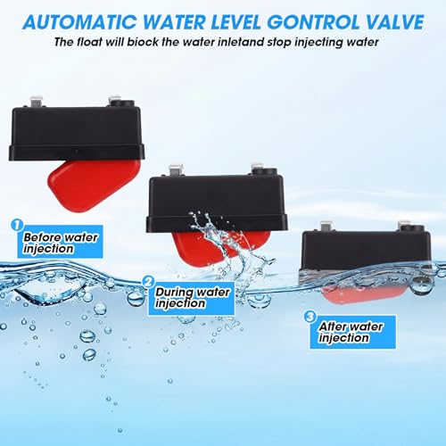 Threlaco 2 Pack Water Trough Float Valve, 4pcs 3/4" Male & Female Hose Connectors, Livestock Water Float Valve for Stock Tank, Auto Liquid Level Control for Cattle, Horse, Goat, Poultry, Pond, Farm