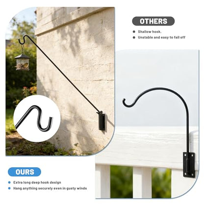 ERYTLLY Extended Reach Deck Hook Wall Pole Wall Mounted, Extensible and Adjustable 28 inch to 43 inch Bracket for Hanging Bird Feeder,Plants,Wind Chimes,Lanterns - size: Wall Pole - Adjustable Length - 1 Pack