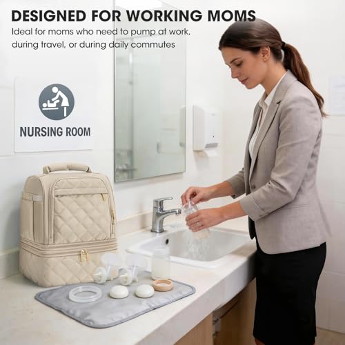 RAINSMORE Wearable Breast Pump Bag, Breast Milk Cooler Travel Bag,Nude - color: Khaki