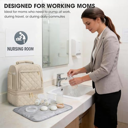 RAINSMORE Wearable Breast Pump Bag, Breast Milk Cooler Travel Bag,Nude - color: Khaki