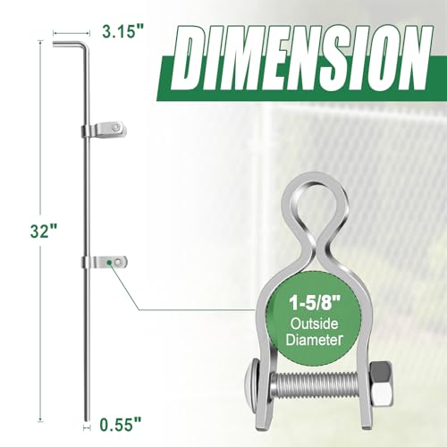 1-5/8" × 32" Chain Link Gate Drop Rod Kit with 2 Hinges - size: 1-5/8" × 32" (1 PACK)