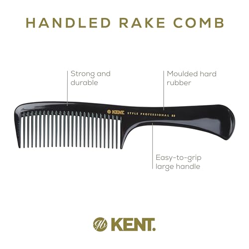 Kent SPC83 Black Salon-Style Barber Comb and Dressing Cutting Detangler with Wide Teeth - Professional Barber Wide Tooth Comb for Styling for Medium and Thick. Ergonomic Grip for Daily Use. - size: SPC83