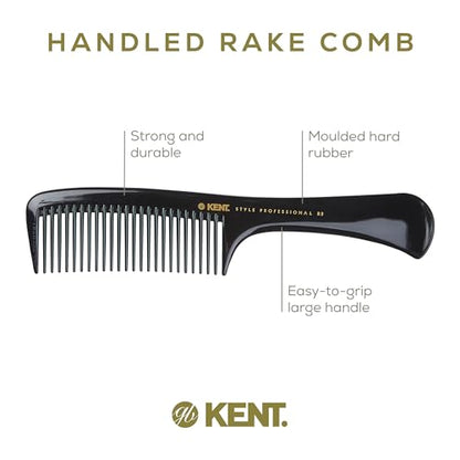 Kent SPC83 Black Salon-Style Barber Comb and Dressing Cutting Detangler with Wide Teeth - Professional Barber Wide Tooth Comb for Styling for Medium and Thick. Ergonomic Grip for Daily Use. - size: SPC83