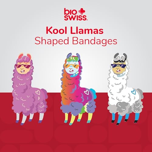 BioSwiss Bandages, Llama Shaped Self Adhesive Bandage Set, Latex Free, Sterile Wound Care, 24 Count - size: 24-Count Box, style: Llama