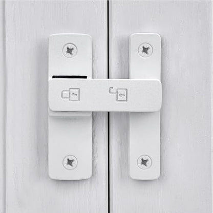 Matte White 180 Degree Zinc Alloy Barn Door Latch, Flip Gate Lock - color: Matte White_180 Degree