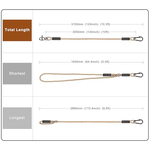 SELEWARE 10ft Tree Swing Rope, Adjustable Hammock Straps Hanging Kit - color: Beige-1 Pack, size: 10ft