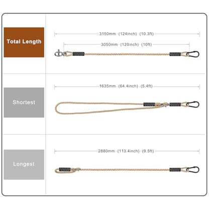 SELEWARE 10ft Tree Swing Rope, Adjustable Hammock Straps Hanging Kit - color: Beige-1 Pack, size: 10ft