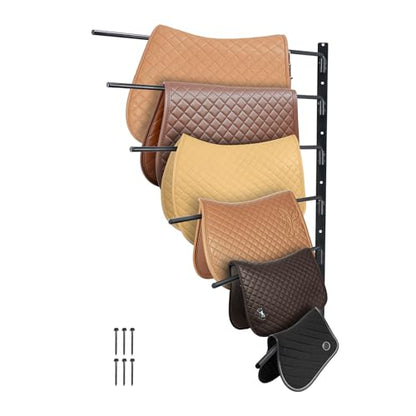 Happybuy Wall Mounted Saddle Rack,Swing Out Saddle Holder, Six Tiers Horse Saddle Stand, Space Saving Horse Pad and Blanket Rack for Tack Room Organization Trailer Accessories,30.9 x 29.9 x 5.5 in