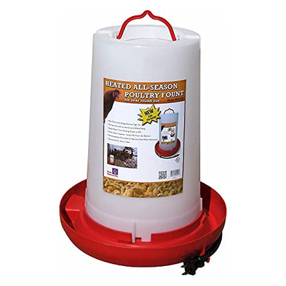 Farm Innovators Thermostatically Controlled Heated 3 Gallon Plastic Outdoor Year Round Hanging Water Fountain for Poultry Watering, Red | Thermostatically controlled, foldable legs adjust to three different heights, keeps water from freezing down to 0° F