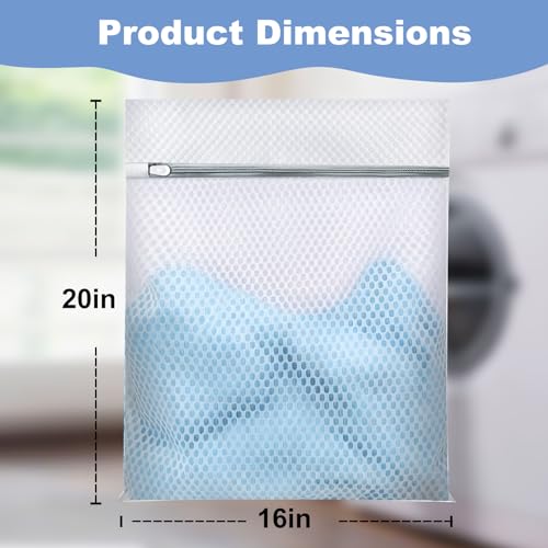 Laundry Bags Mesh Wash Bags for Delicates, Upgraded Honeycomb & Fine Mesh, Extra Durable with Sturdy Zippers, Protect Clothes in Washing Machine Essentials for Home, College & Dorm, 16 x 20 in 3-Pack