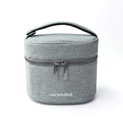 Nanobebe Breastmilk Baby Bottle Deluxe Cooler & Travel Bag with Ice Pack Included. Compact Triple Insulated, Easily attaches to Stroller or Diaper Bag- Grey - size: Deluxe