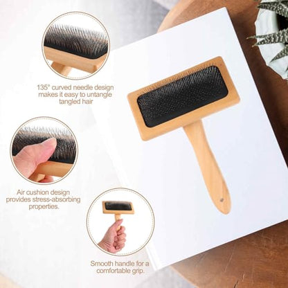 MECCANIXITY 2 Pcs Wool Carder, Hand Carding Brush 2 Large Wooden Pet Grooming Tool for Needle Felting Pet Grooming Weaving Craft Supplies, Black, Wood Color - style: 2 Large