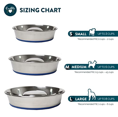 OurPets DuraPet Slow Feed Premium Stainless Steel Dog Bowl, Silver, Small (2040010300) - size: Small (2 Cups)