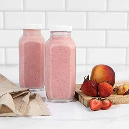 kitchentoolz 16 oz Glass Milk Bottle with Lid - Glass Jars with Airtight Lid used for Milk Container, Yogurt, Smoothies, Juice, Kefir, & Water -2 Pack 16 oz Glass Bottles with Lids - color: 16oz, style: 2 Pack