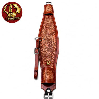 ADB CREATIONS Premium Western Floral Tooled Leather Rear Flank Cinch