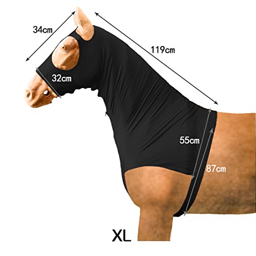 Leberna Stretch Horse Hood with Zip Full Face Neck Cover (Navy, XL) - color: Navy, size: XL