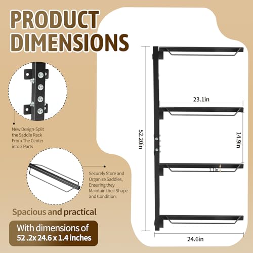 4 Tier Saddle Rack Wall Mount,Horse Saddle Storage Rack
