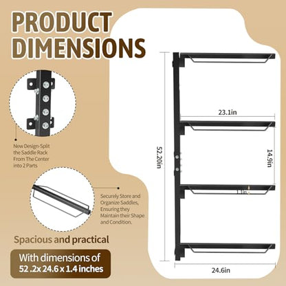 4 Tier Saddle Rack Wall Mount,Horse Saddle Storage Rack