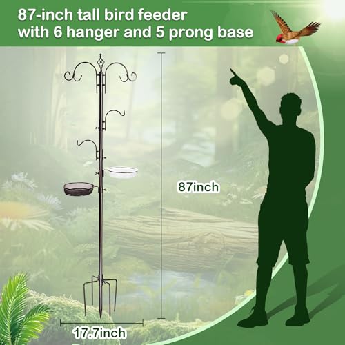 YINGYM Bird Feeding Station Kit, 87 Inch Bird Feeder Pole for Outside - size: 87 Inches without Squirrel Baffle