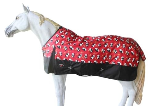 Challenger 1200D Turnout Waterproof Rain Light-Weight Sheet Red Horse Blanket 3EE10G - color: Panda Print, size: 84 inches