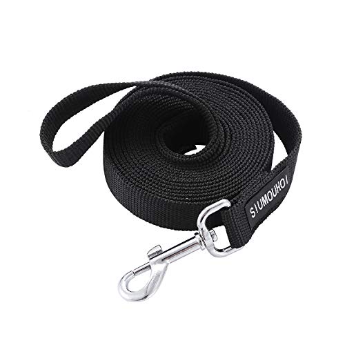 Strong Durable Nylon 10ft Long Dog Training Leash, Traction Rope, 1 Inch Wide, for Small and Medium Dog (Black, 10 Feet) - color: Black, size: 10 Feet