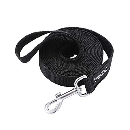 Strong Durable Nylon 10ft Long Dog Training Leash, Traction Rope, 1 Inch Wide, for Small and Medium Dog (Black, 10 Feet) - color: Black, size: 10 Feet