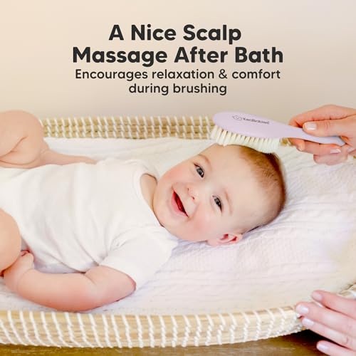 Wooden Baby Hair Brush for Toddler, Infant Cradle Cap (Thistle, Regular) - color: Thistle, size: Oval, Regular 7"