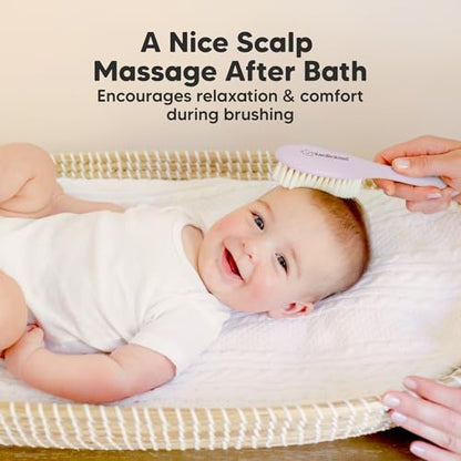 Wooden Baby Hair Brush for Toddler, Infant Cradle Cap (Thistle, Regular) - color: Thistle, size: Oval, Regular 7"