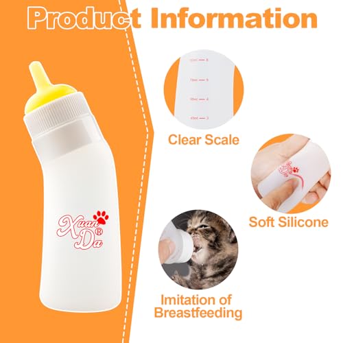 Pet Feeding Nipple with Syringe, Soft Silicone Nursing Pet Feeding Bottle, Ventilation Valve Resistant Tearing for Puppies, Kittens, Rabbit, Small Wildlife (L Nipple,Yellow) - color: Yellow-L Size