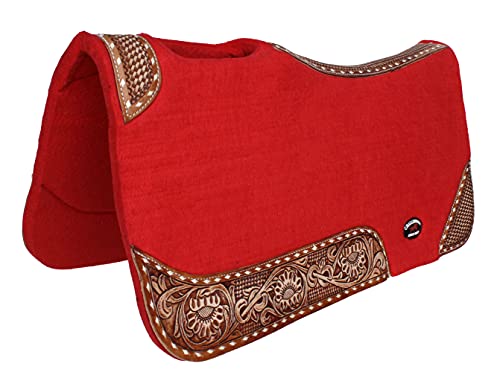 CHALLENGER 32x30 Horse Saddle PAD Western Contoured Wool Felt Moisture Wicking Brown 39209 - color: Red, size: 32" Spine x 15" Drop