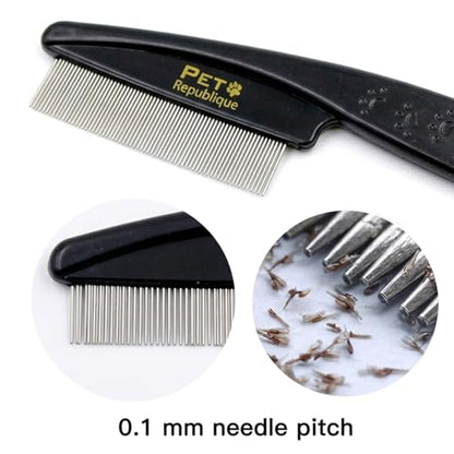 Pet Republique Dog and Cat Flea Comb - Fine and Flexible Pins, Removes Fleas, Mites, Ticks, Dandruff Flakes - Grooming Tool for Most Pets