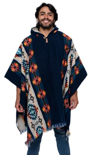Alpaca Land, Handmade Ecuadorean Alpaca Wool Ponchos - color: Blue Ambato