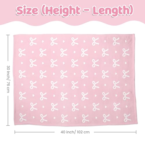 Bow Minky Baby Blanket 30 x 40 Inches for Girls, Soft Plush Receiving Blanket with Dotted Back, Gift for Toddler Newborn Infant Christmas Birthday Baby Shower - color: Bow 3