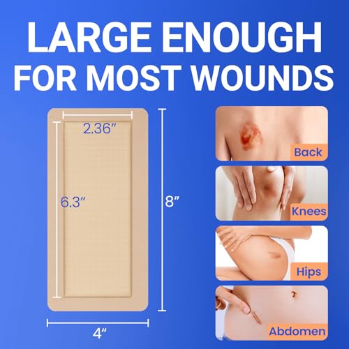 Large Waterproof Bandages 4x8 Silicone Foam Dressing Sensitive Skin, 5 PCS - style: 4"x8"(5PCS)