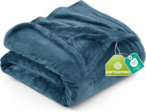 Utopia Bedding Soft Fleece Bed Blanket Throw Size Stone Blue (50x60 Inch) - color: Stone Blue, size: Throw (50x60 Inch)