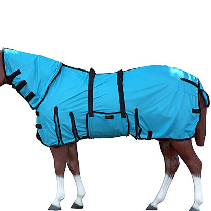 HILASON Horse Fly Sheet UV Protect Mesh 66 in Turquoise - color: Turquoise with black piping, size: 66 In
