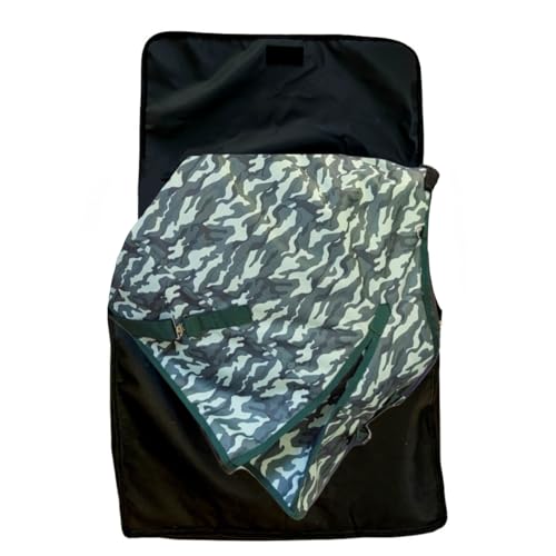 AJ Tack 1200D Waterproof Winter Horse Blanket with Storage Bag - 400g Heavyweight Turnout with Fleece Collar, Shoulder Gussets & Tail Flap - Camouflage 82" - size: 82