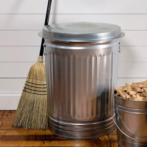 Steel Trash Can 31-Gallon with Tight LidDry Storage Bin for Yard, Pet Food & Farm Use