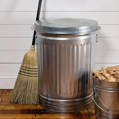 Steel Trash Can 31-Gallon with Tight LidDry Storage Bin for Yard, Pet Food & Farm Use