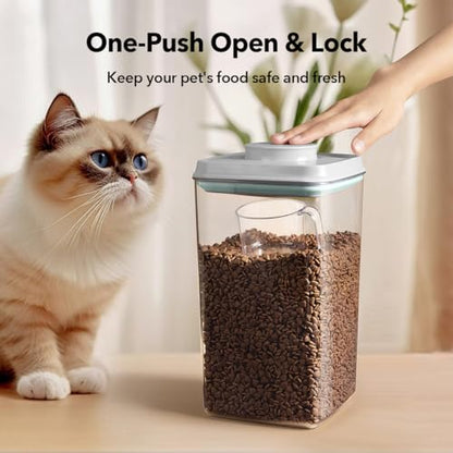 Ankou Dog Food Storage Containers Set, 4.2 QT with 130 ml Scoop & 2.8 QT, Airtight BPA-Free | Stackable Pop Lid Plastic Containers for Kibble & Pet Treats - color: 2.8 Qt + 4.2 Qt