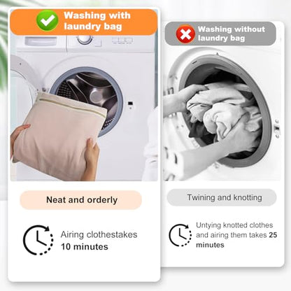 4-Piece Large Durable Organic Cotton Mesh Laundry Bags with Sturdy Zippers and Breathable Mesh are Delicate Laundry Bags for Underwear, Clothes, Pants and Socks - size: Large